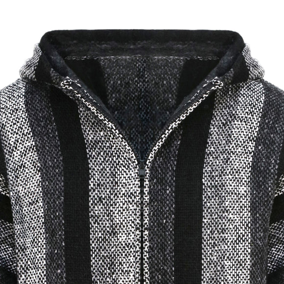 Close up on zipped baja hoodie