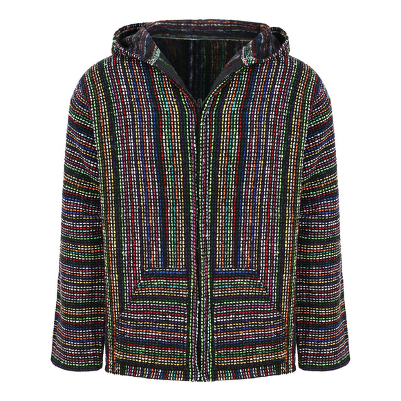 Multi-coloured full length zip baja hoodie