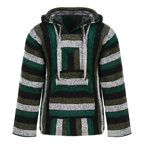 Green stripe baja hoodie