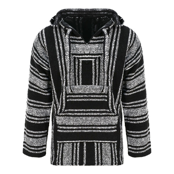 Black and white baja hoodie front