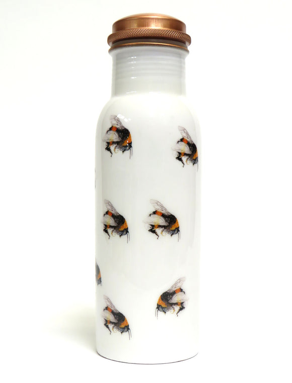 Copper Water Bottle with Bumble bees design