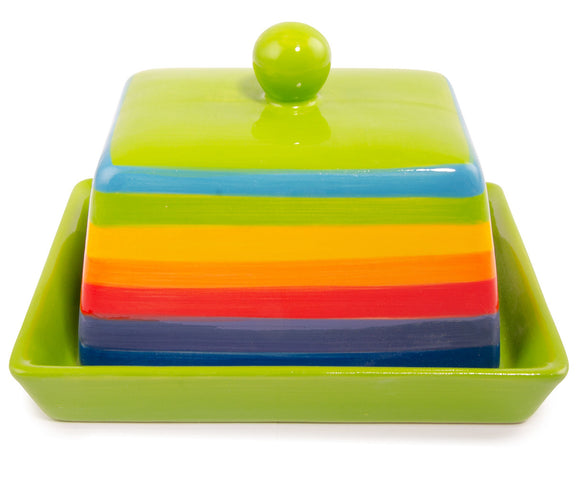 rainbow coloured butterdish