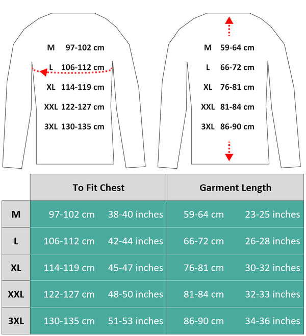 Size chart for Baja