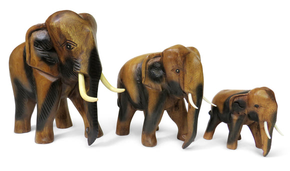 Wooden Elephant Family