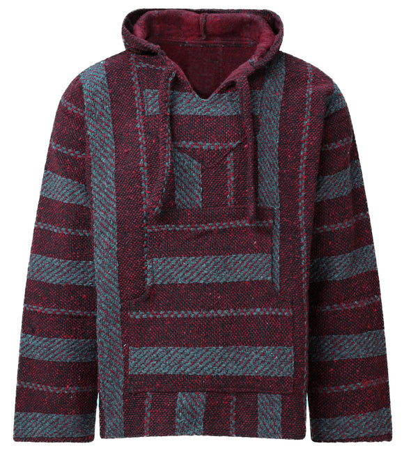 Baja Hoodie, maroon with grey stripe