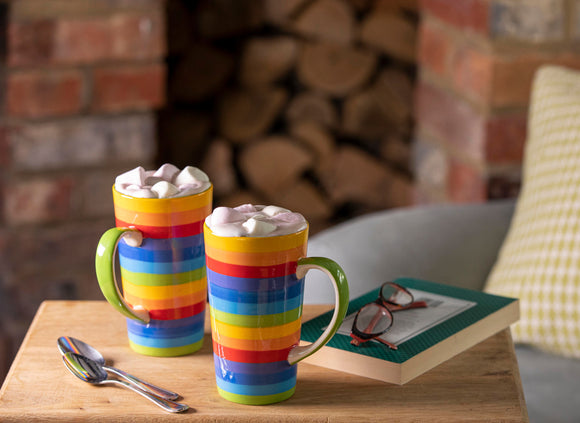 rainbow hot chocloate mug with marshmallows