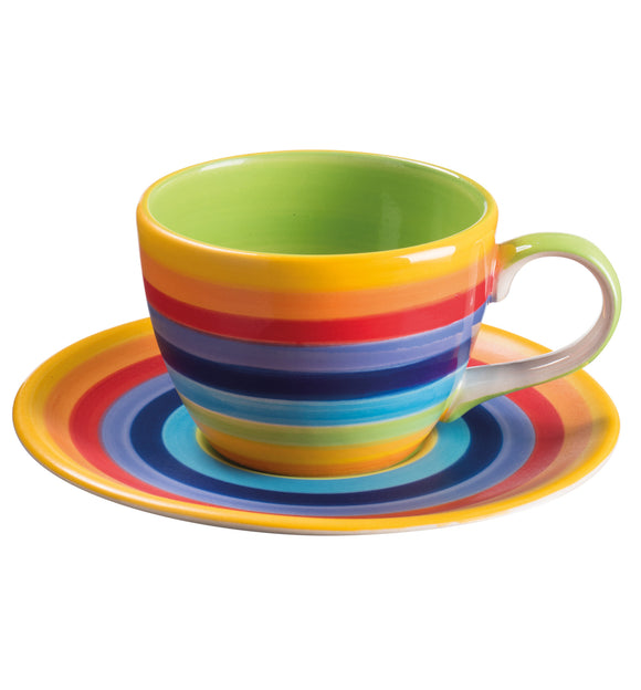 Rainbow Striped Cup and Saucer