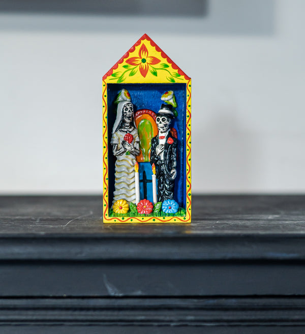 bride and groom day of the dead retablo