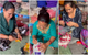 A three-panel collage shows the makers of the felt fairies.  Women seated on the floor in a craft or textile workshop,.