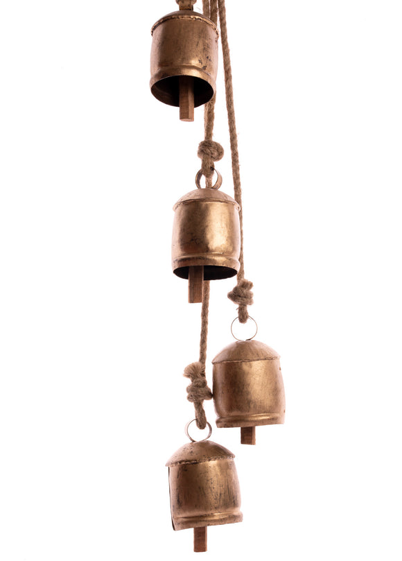 4 large cow bells on a rope