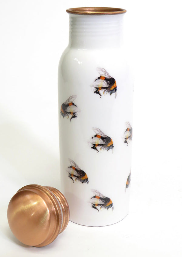 Copper water bottle and lid - h2o collection