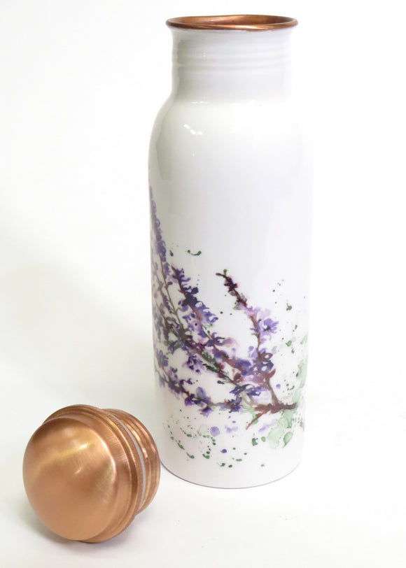 Copper water bottle and lid - h2o collection