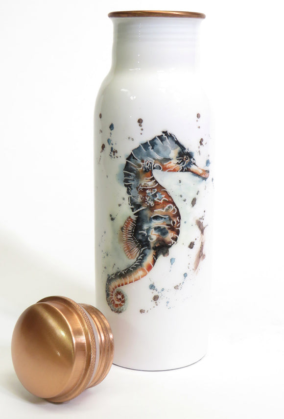 Copper water bottle and lid - h2o collection