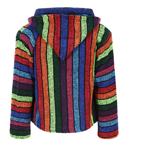 back of Purity Style rainbow zipped baja hoodie