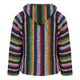 Back of multi-coloured striped hoodie