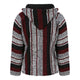 Back of red, black, white hoodie