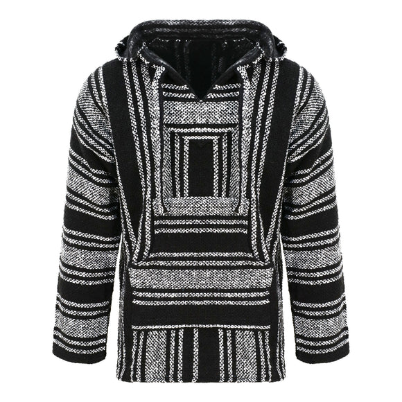 Black and white baja hoodie front