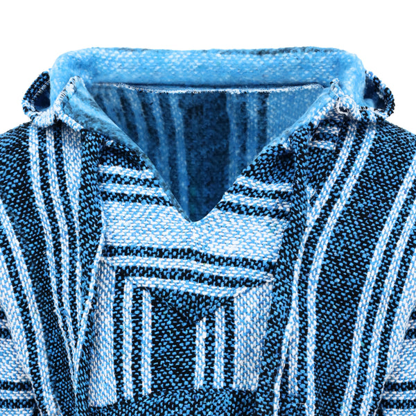 blue mexican baja hoodie close up