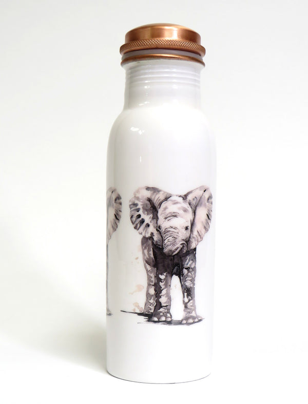 Copper water bottle with baby elephant design - h2o collection