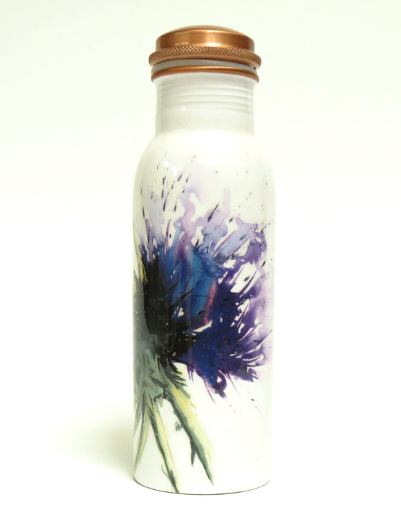 Copper water bottle with thistle design - h2o collection