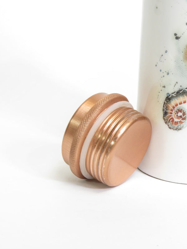 Close up of copper lid for water bottle