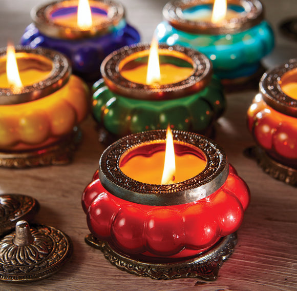 Vintage Candle lit in reusable glass jar