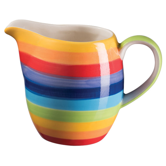 rainbow striped ceramic milk jug