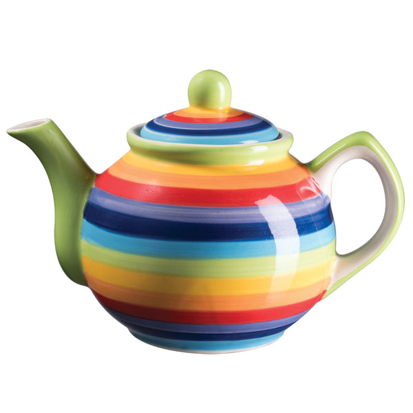 Rainbow stripe teapot for one