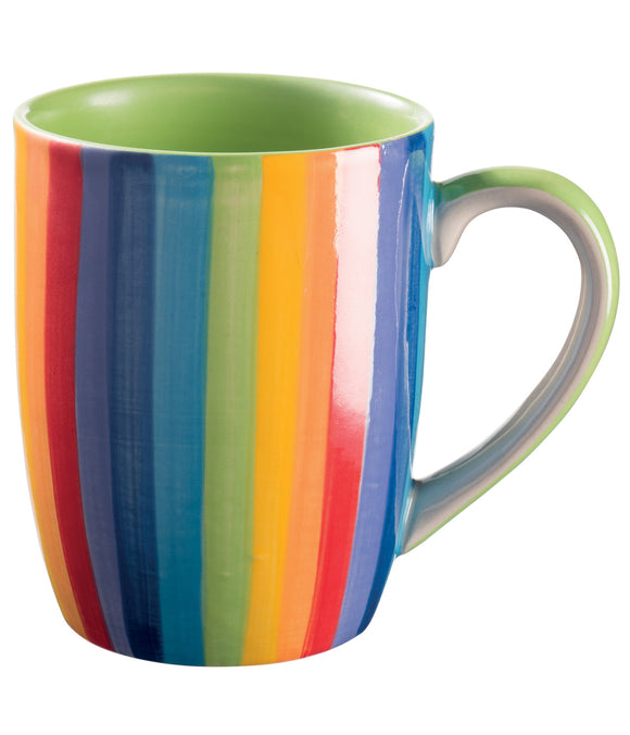 vertical rainbow striped mug