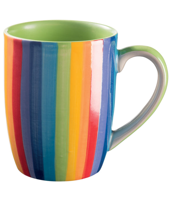 vertical rainbow striped mug