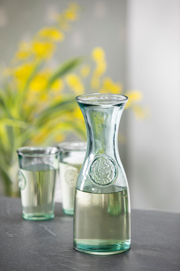 Authentic Recycled Glass Carafe with liquid