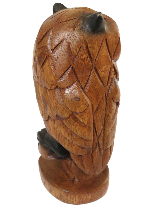 fair trade hand carved wooden owl back