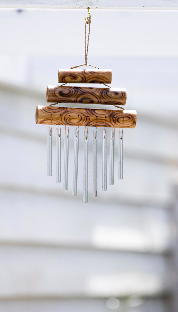 Small triple bamboo metal chime