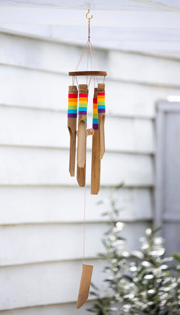 Rainbow styled bamboo windchime