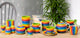 Colourful mugs and cups