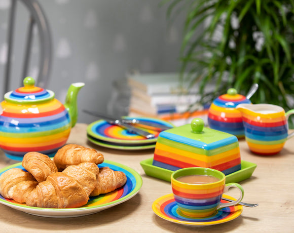 breakfast rainbow colourful butter dish
