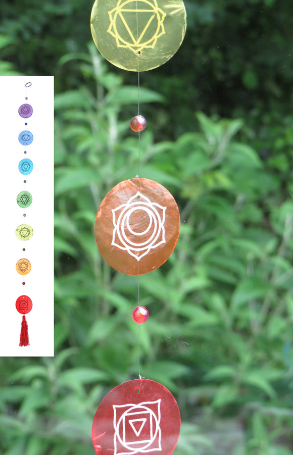 Shell suncatcher of chakra symbols