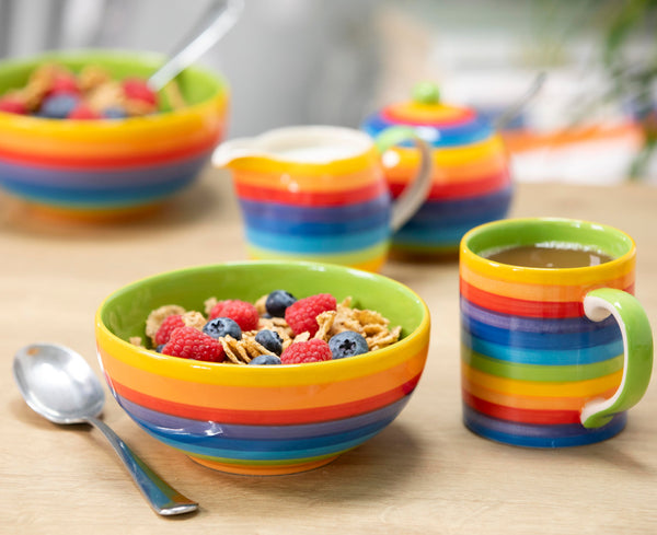 rainbow crockery breakfast set