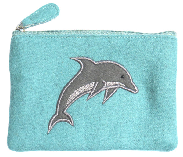 Fair trade felt purse with dolphin