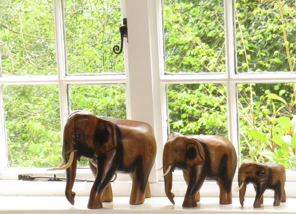 Wooden Elephant Family Ornaments