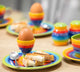 breakfast rainbow stripe egg cup and plate