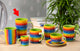 rainbow coloured mug collection showing tall mug