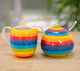 rainbow coloured sugar bowl and jug