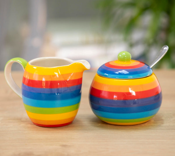 rainbow milk jug and sugar bowl