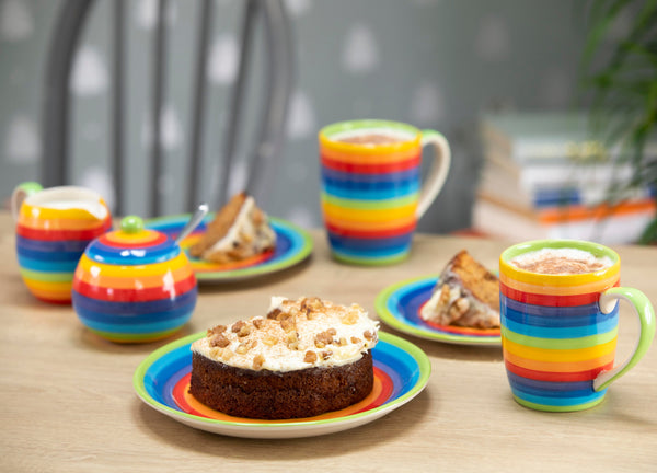 afternoon tea set in rainbow ceramics